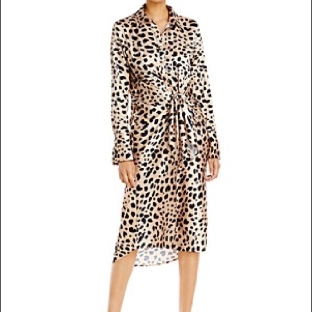 Aqua Printed Tie Waist Midi Dress